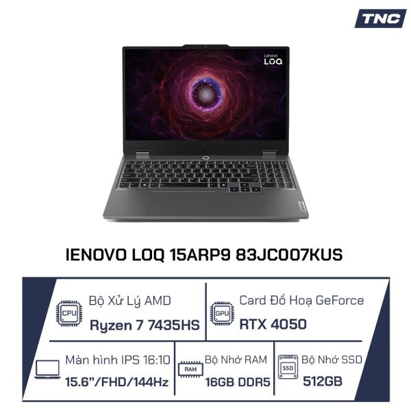 Laptop Lenovo LOQ 15ARP9 AMD R7-7435HS/ 16GB/ 512GB/ RTX 4050/ 15.6 inch FHD/ Win 11/ Grey/ NK_83JC007KUS/ NK - Ảnh 2