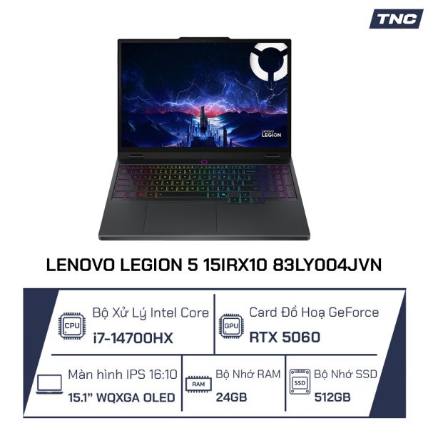 Laptop Lenovo Legion 5 15IRX10 83LY004JVN Core i7-14700HX/ RTX 5060/ 24GB/ 1TB/ 15 inch/ Black - Ảnh 2