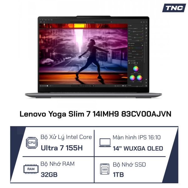 Laptop Lenovo Yoga Slim 7 14IMH9 83CV00AJVN Ultra 7 155H/ 32GB/ 1TB/ Intel Arc/ 14 inch WUXGA OLED/ Win 11/ Office/ Xám - Ảnh 2